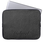 Schwarz-Abgebranntes Foxleder-Monogramm Laptopschutzhülle (Vorderseite)
