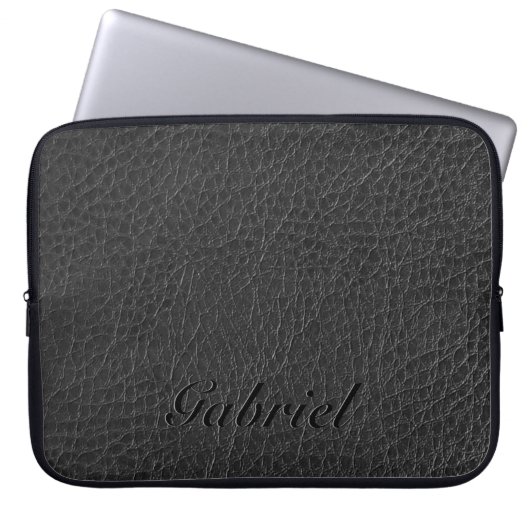 Schwarz-Abgebranntes Foxleder-Monogramm Laptopschutzhülle (Vorderseite)