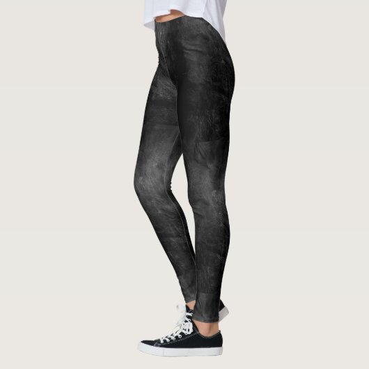 schwarz abgenutztes und verwittertes Ledermuster Leggings (Links)