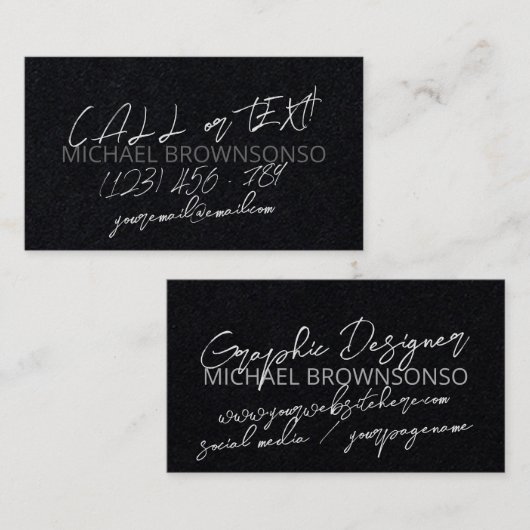 Schwarz Abstrakt Visitenkarte (Vorne/Hinten)