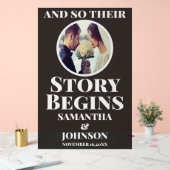 Schwarz-Akrylstory beginnt Hochzeitssymbol Acrylschild (Hochzeit)