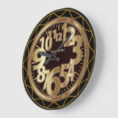 Schwarz-Alt-Gold-Abstrakt Große Wanduhr (Winkel)