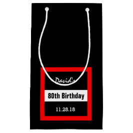 Schwarz am 80. Geburtstag mit rotem Rahmen Custom  Kleine Geschenktüte