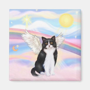 Schwarz & Amp; Weiße Katze - Wolken Magnet