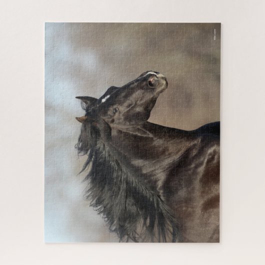 Schwarz-Andalusischer Headshot Mane Flows Puzzle (Vertikal)
