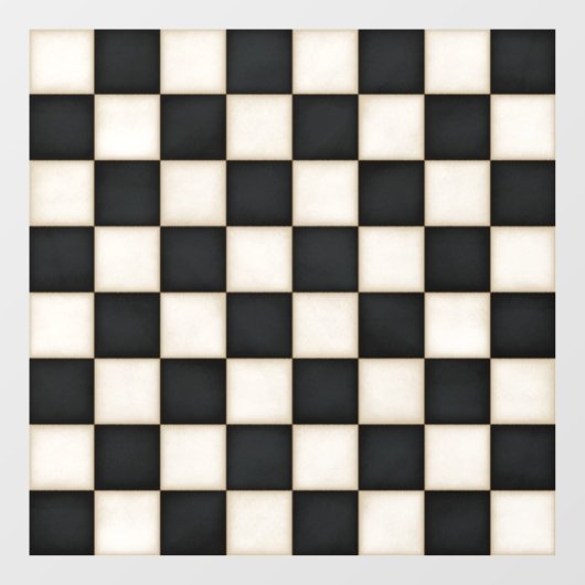 Schwarz & antik Weißes Schachbrettmuster Fensteraufkleber (Blatt)