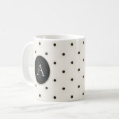 Schwarz-Antike weiße Polka Punkte Mit Monogramm Kaffeetasse (Vorderseite Links)