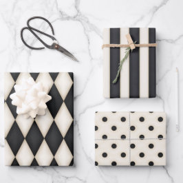 Schwarz-Antikes Weiß Muster Zusammenstellung Geschenkpapier Set