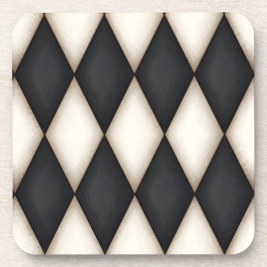 Schwarz-Antikes weißes Harlequin Gestell Getränkeuntersetzer (Vorderseite)