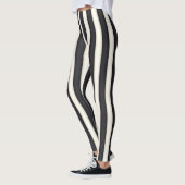 Schwarz & Antique Weiße vertikale Streifen Funny Leggings (Links)