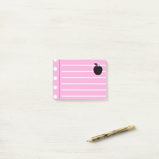 Schwarz-Apfel-Rosa-Noten Post-it Klebezettel (Auf Schreibtisch)