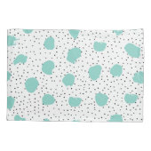 Schwarz-Aqua-Blau-Abstrakte Punktmuster Kissenbezug (Rückseite)