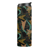 Schwarz, Aqua, Imitate Holzpfeile | Moderne Mitte Thermosbecher (Nach links gedreht)