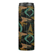 Schwarz, Aqua, Imitate Holzpfeile | Moderne Mitte Thermosbecher (Rückseite)