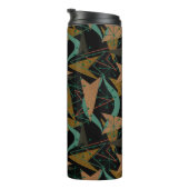 Schwarz, Aqua, Imitate Holzpfeile | Moderne Mitte Thermosbecher (Nach rechts gedreht)