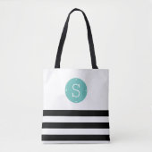 Schwarz-Aqua-Monogramm-Streifen Tasche (Vorderseite)