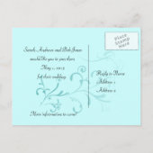 Schwarz Aquamarin auf Aquamarinen Wirbel Ankündigungspostkarte (Rückseite)