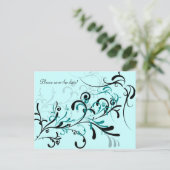 Schwarz Aquamarin auf Aquamarinen Wirbel Ankündigungspostkarte (Stehend Vorderseite)