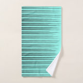 Schwarz/Aquamarin Blau Stilvolles Streifenmuster Handtuch (Handtuch)