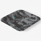 Schwarz/Aquamarin Camouflage-Muster-Papierplatte Pappteller (Gewinkelt)