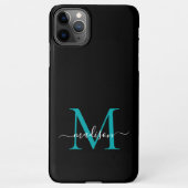 Schwarz-Aquamarin-grüner Monogramm-Feministerienna iPhone Hülle (Rückseite)