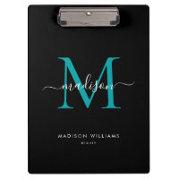 Schwarz-Aquamarin-grünes Monogramm Eleganter Skrip