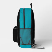Schwarz-Aquamarin-Monogramm Bedruckter Rucksack (Rechts)