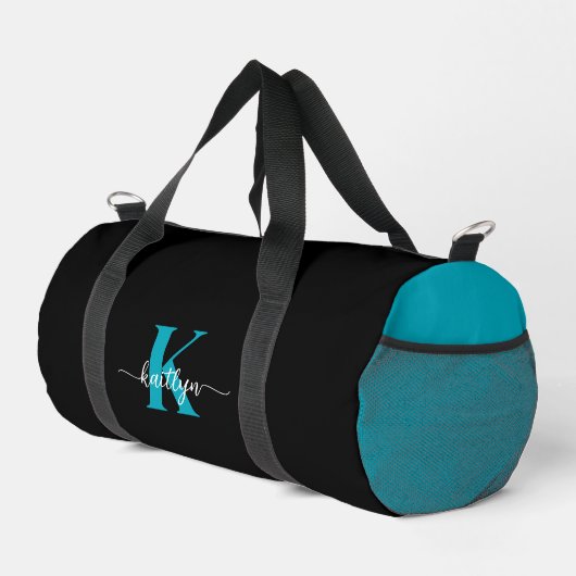 Schwarz-Aquamarin-Monogramm Duffle Bag (Rechte Ecke)