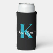 Schwarz-Aquamarin-Monogramm Selters Dosenkühler (Seltzer Vorderseite)