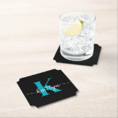 Schwarz-Aquamarin-Monogramm Untersetzer (Vor Ort)