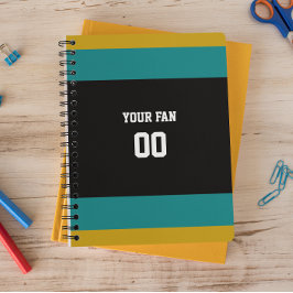 Schwarz-, Aquamarin- und Goldfußballteam Personali Notizblock