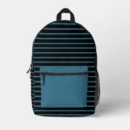 Schwarz & Aquamarine blaue Linie Art-Backpack Bedruckter Rucksack