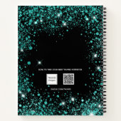 Schwarz aquamariner Glitzer staubgrüne Monogramm-I Notizblock (Rückseite)