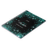 Schwarz aquamariner Glitzer staubgrüne Monogramm-I Notizblock (Linke Seite)