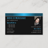 Schwarz Aquamariner Gradientschick mit Monogramm u Visitenkarte (Rückseite)