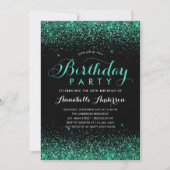 Schwarz Aquamariner grüner Glitzer Sparkor jedes A Einladung (Vorderseite)