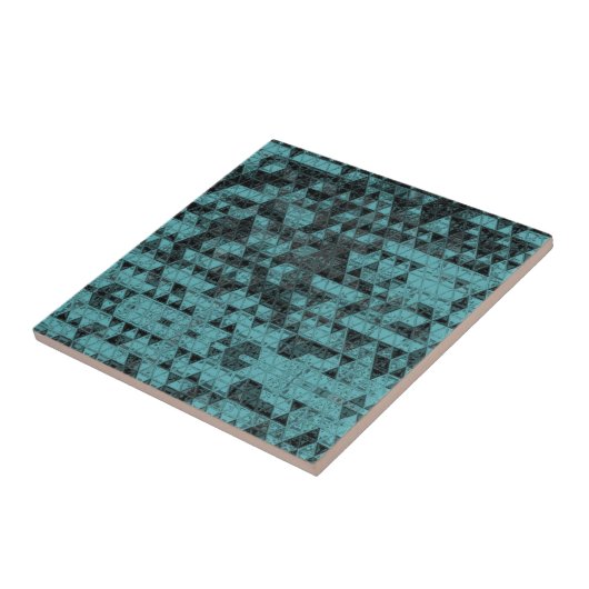 Schwarz-Aquamarines Dreieck-Mosaik Fliese (Seite)