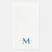 Schwarz-Aquamarines Monogramm-Swash-Script weiß Serviette (Vorderseite)