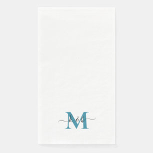 Schwarz-Aquamarines Monogramm-Swash-Script weiß Serviette