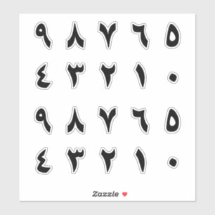 Schwarz-Arabisch-Zahl Aufkleber