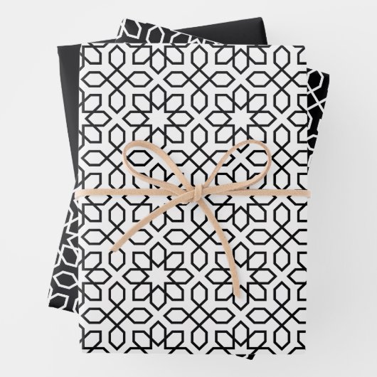 Schwarz-Arabisches geometrisches Muster Geschenkpapier Set (Beispiel)
