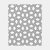 Schwarz Art Deco Muster auf Weiß Fleecedecke (Vorderseite)