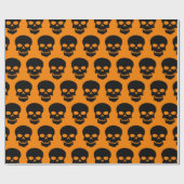 Schwarz auf Amber Skulls Geschenkpapier (Flach)