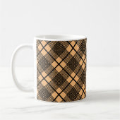 Schwarz auf Camel Brown Kariert Pattern Glen Kaffeetasse (Links)