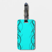 Schwarz auf Cyan "Elegance" Gepäckmarke Gepäckanhänger (Rückseite vertikal)