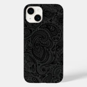 Schwarz auf dunkelgrau Retro Paisley Damasks Spitz Case-Mate iPhone Hülle (Rückseite)
