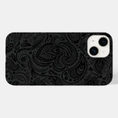 Schwarz auf dunkelgrau Retro Paisley Damasks Spitz Case-Mate iPhone Hülle (Rückseite (Horizontal))