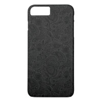 Schwarz auf dunkelgrauem Retro Paisley Damasks Lac