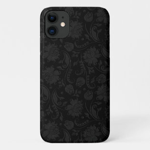 Schwarz auf dunkelgrauem vintage floralem Damast 2 Case-Mate iPhone Hülle