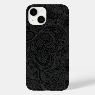 Schwarz auf dunkelgrauer Retro-Paisley-Damasken-Sp Case-Mate iPhone Hülle